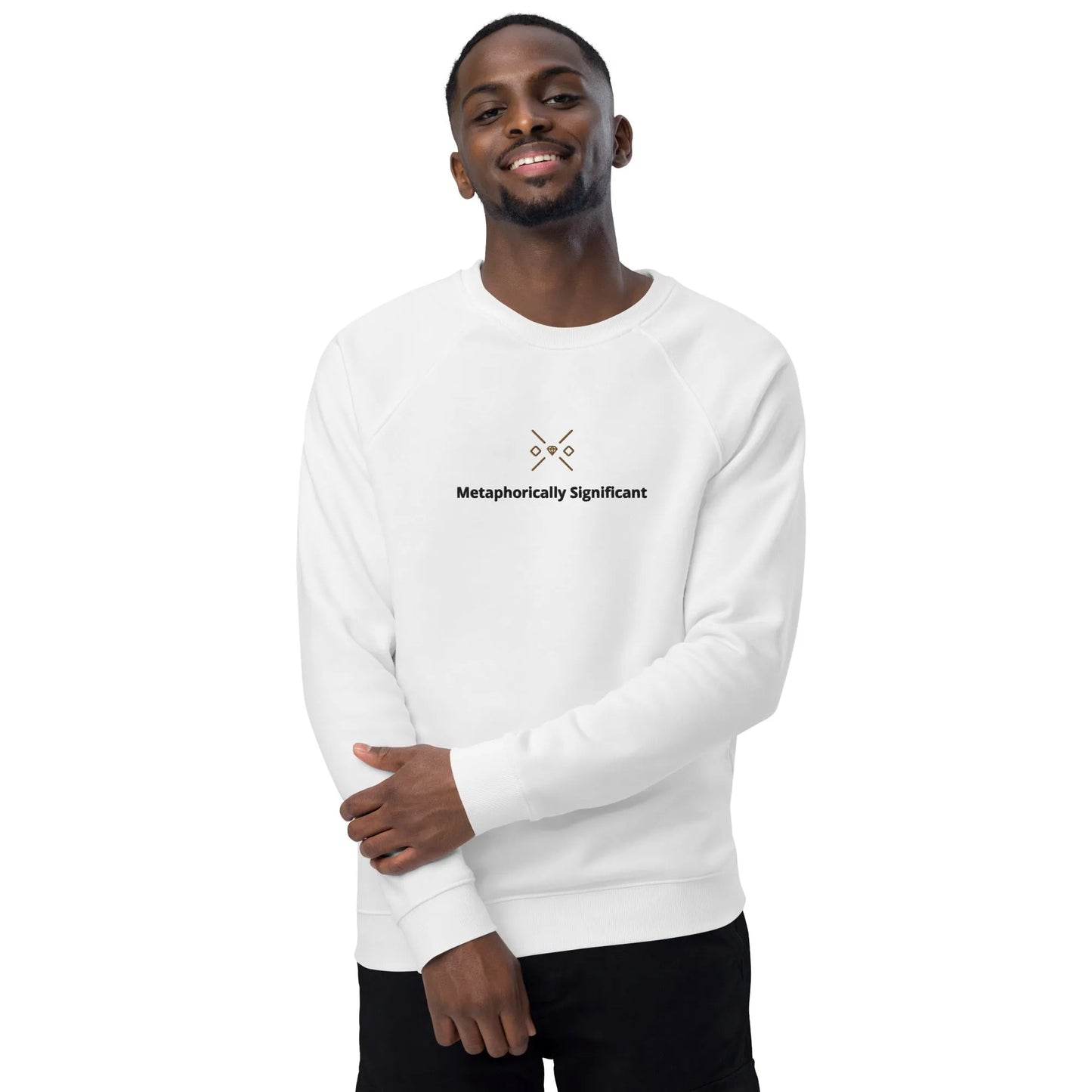 White Unisex Organic Cotton Sweatshirt | Embroidered |Metaphorically Significant Collection
