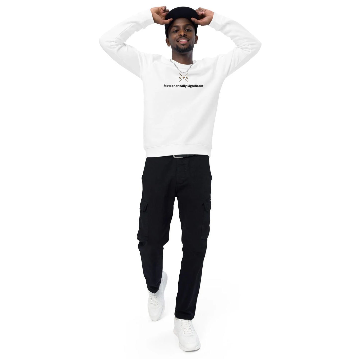 White Unisex Organic Cotton Sweatshirt | Embroidered |Metaphorically Significant Collection