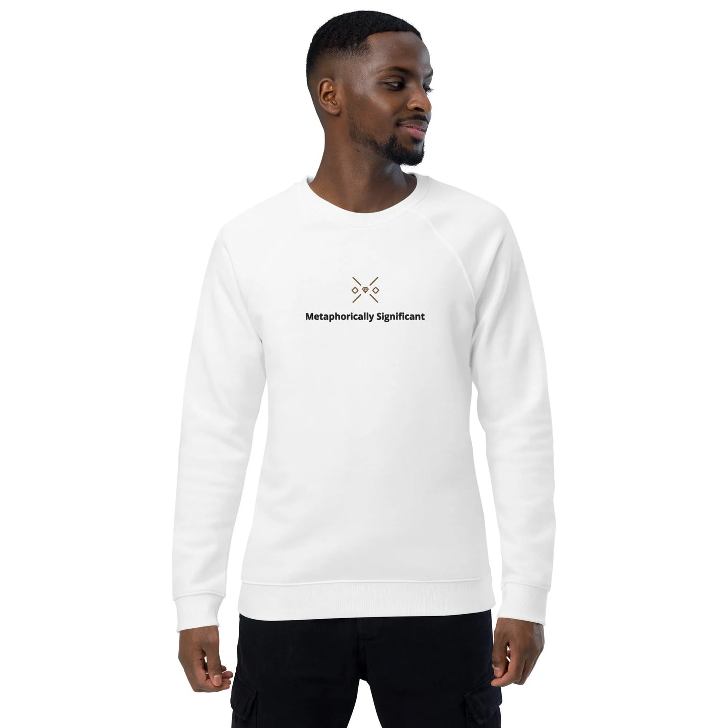 White Unisex Organic Cotton Sweatshirt | Embroidered |Metaphorically Significant Collection