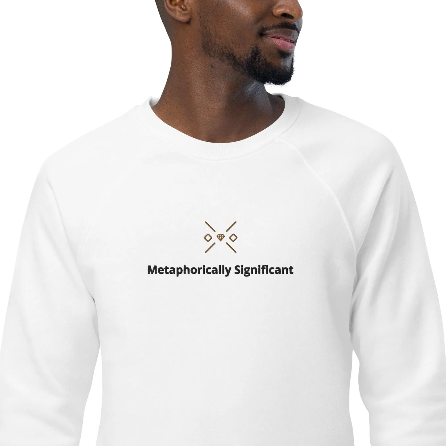 White Unisex Organic Cotton Sweatshirt | Embroidered |Metaphorically Significant Collection