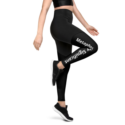 Womens Black Sports Leggings | Metaphorically Significant Collection
