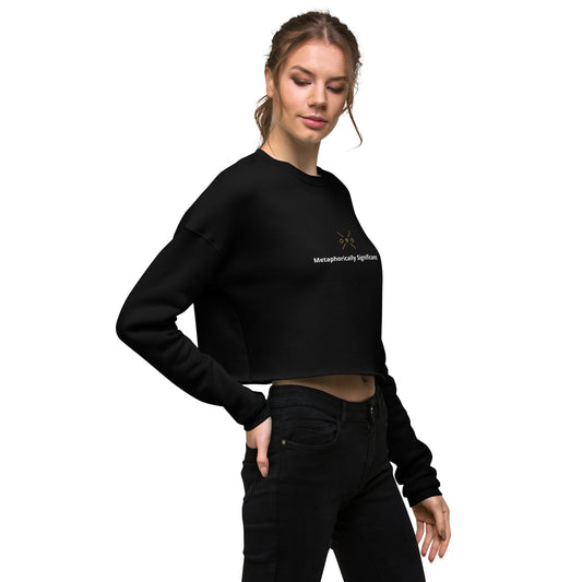 Black Embroidered | Fleece Crop Sweatshirt | Metaphorically Significant Collection